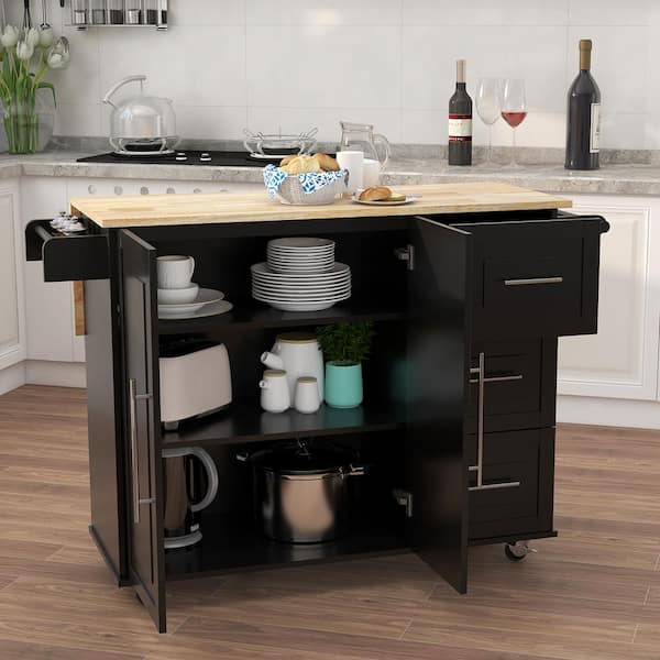 Extensible Solid Wood Table Top, Real Wood Kitchen Island Cart