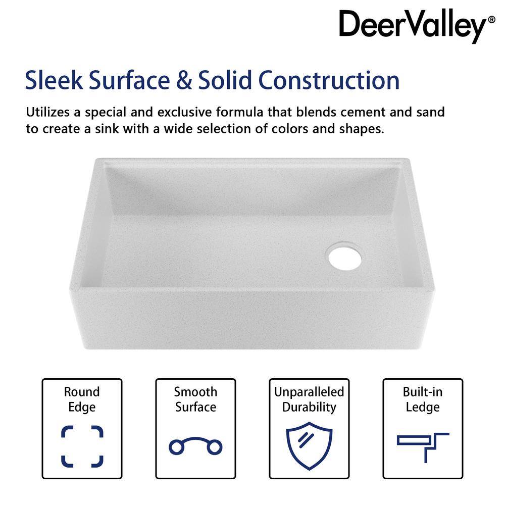 33" Gritty White Stainless Steel Farmhouse Workstation Sink