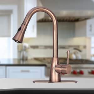 Single-Handle Pull-Down Sprayer Kitchen Faucet in Antique Copper