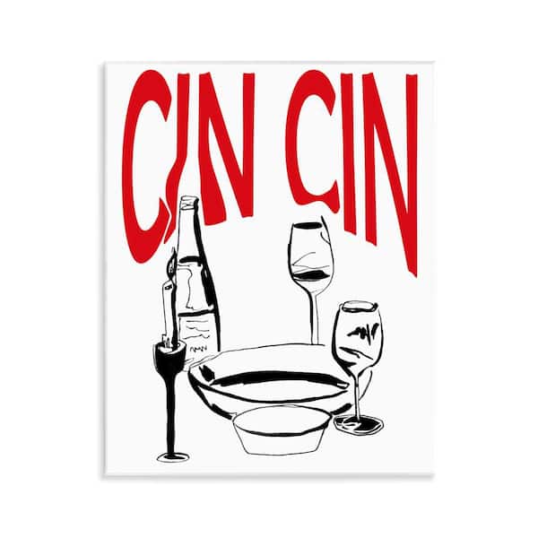 Stupell Industries Cin Cin Wine Glasses by Melissa Wang Unframed Food Graphic Art Print 14 in. x 11 in.