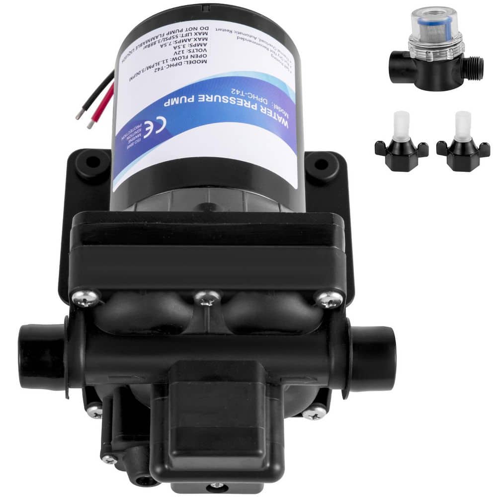 Fresh Water Pump, 12-Volt Self Priming Sprayer Pump, 3 GPM RV Water Pump, Pressure Switch 55 PSI Self Priming Water Pump price history on PriceWatchPro