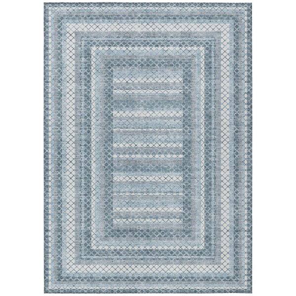 Chantille Machine Washable Indoor/Outdoor Abstract ACN2011 Denim 8 ft. x 10 ft. Area Rug
