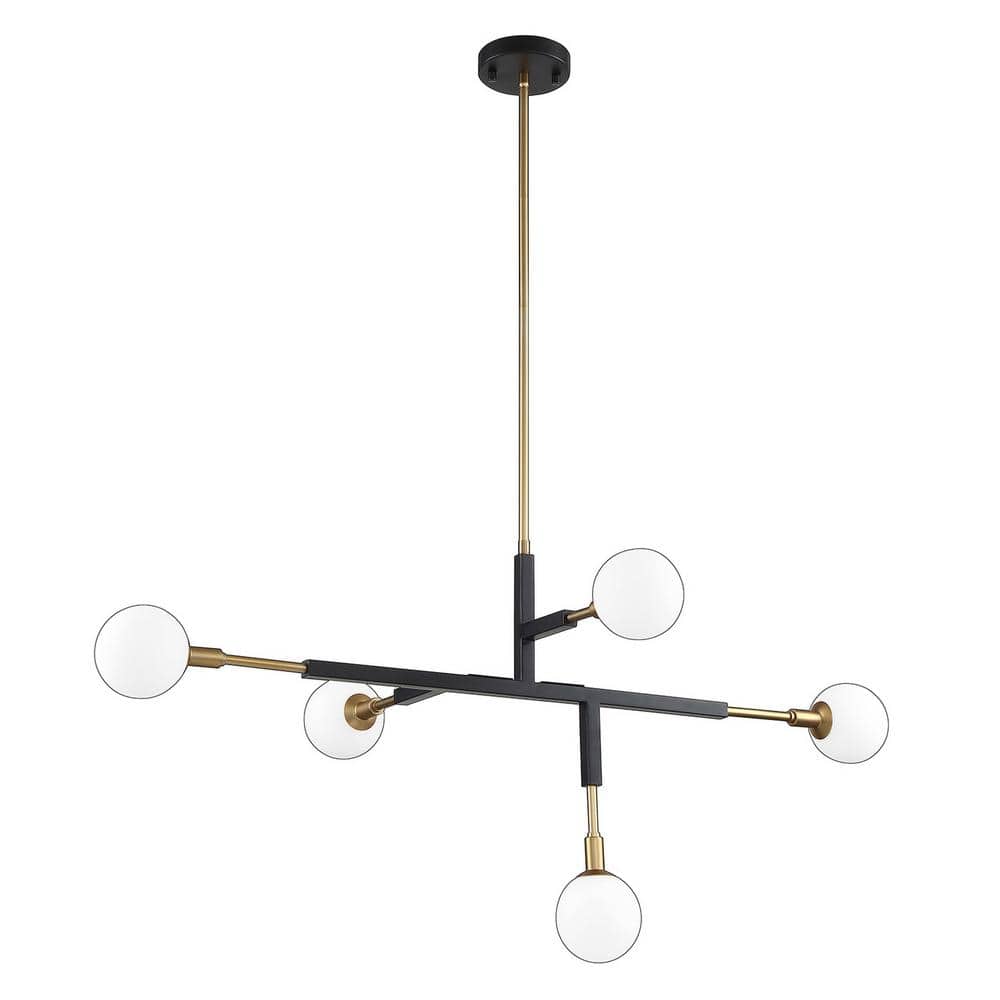 Ambience 5-Light Black and Brass Globe Pendant