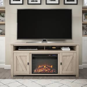 60 in. Brownwood Free Standing Electric Fireplace TV Console for TVs Up to in Light Oak
