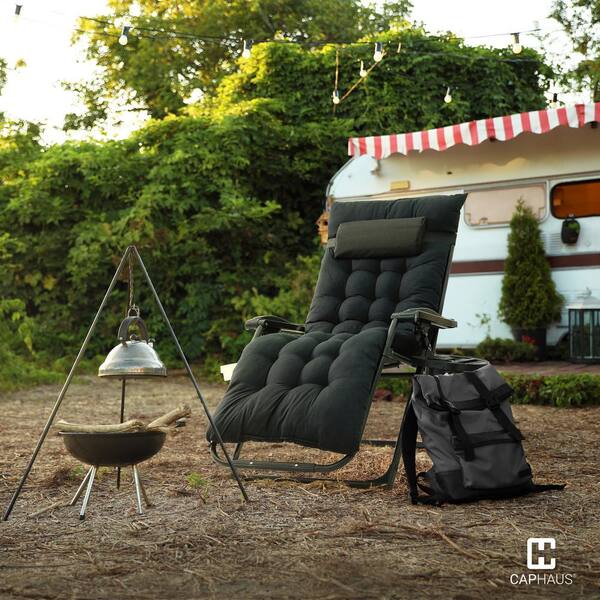 CAPHAUS Black Zero Gravity Lounge Chair with Thick Padded