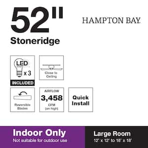 Stoneridge 52 in. Indoor LED Bronze Hugger Ceiling Fan with Light Kit, 5 Reversible Blades and Reversible Motor