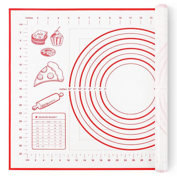 24 x 16 in. Silicone Non-Stick Baking Mat Gray Pastry Sheet with Measurement Guides for Rolling Dough Pie Pizza