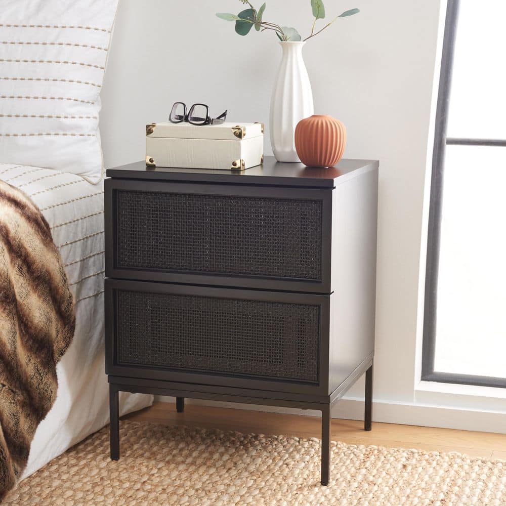 SAFAVIEH Zadie Black 2-Drawer Nightstand NST5007E - The Home Depot
