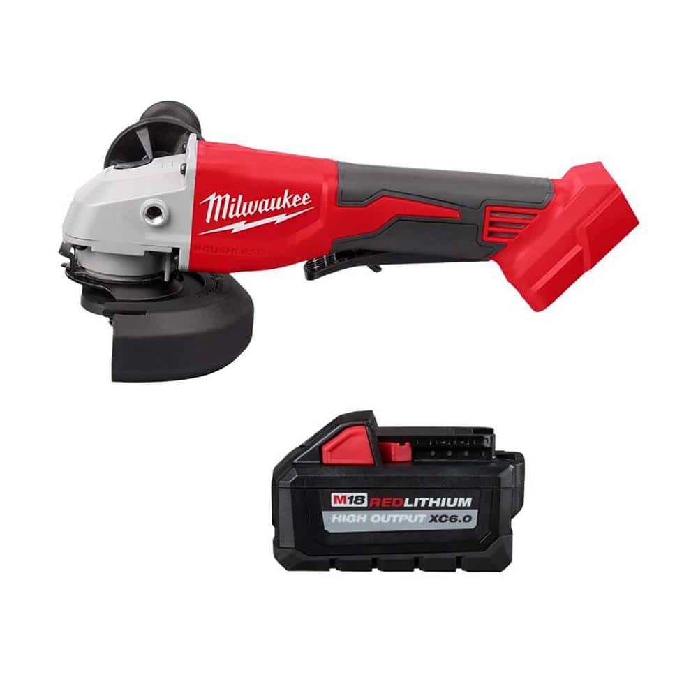 Milwaukee M18 18-Volt Lithium-Ion Brushless Cordless 4-1/2 in./5 in. Grinder with Paddle Switch with 6.0Ah High Output Battery -  2686-20-4