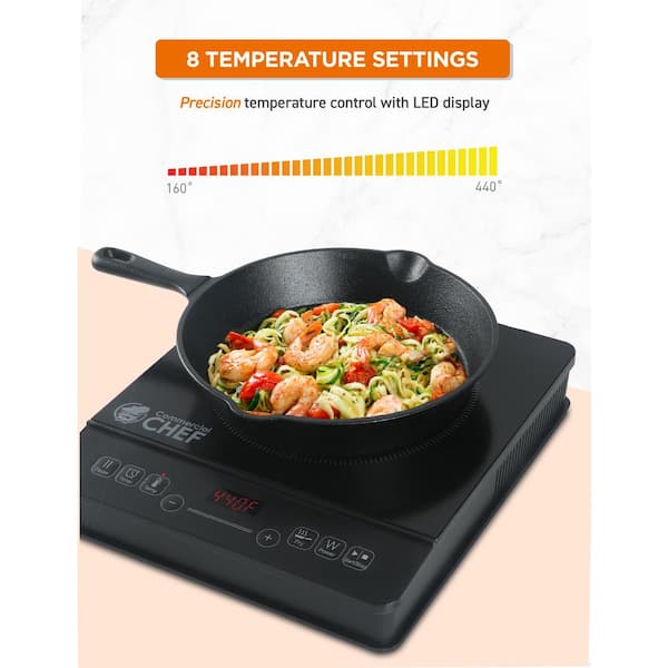 DRINKPOD Cheftop Portable Induction Cooktop Burner Ultra Slim 11.4 W Black  Single Induction 1 Element 9 Power Zones Ceramic Top DP-CHEFTOP-1-A - The  Home Depot