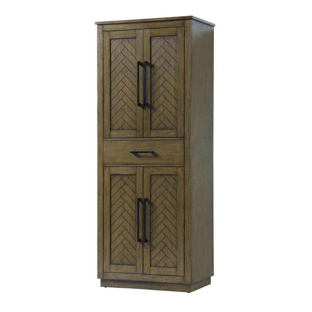 28 in. W x 18 in. D x 72 in. H Hazel Oak Freestanding Linen Cabinet