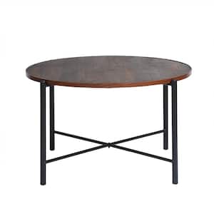 30 in. Round Metal and Wood Frame Outdoor Coffee Table