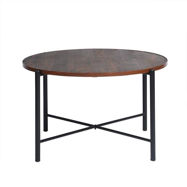Tatayosi 30 in. Round Metal and Wood Frame Outdoor Coffee Table
