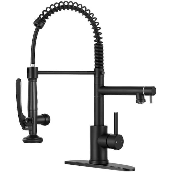 Single Handle 18 in. H Pull Down Sprayer Kitchen Faucet with Advanced Spray in Matte Black