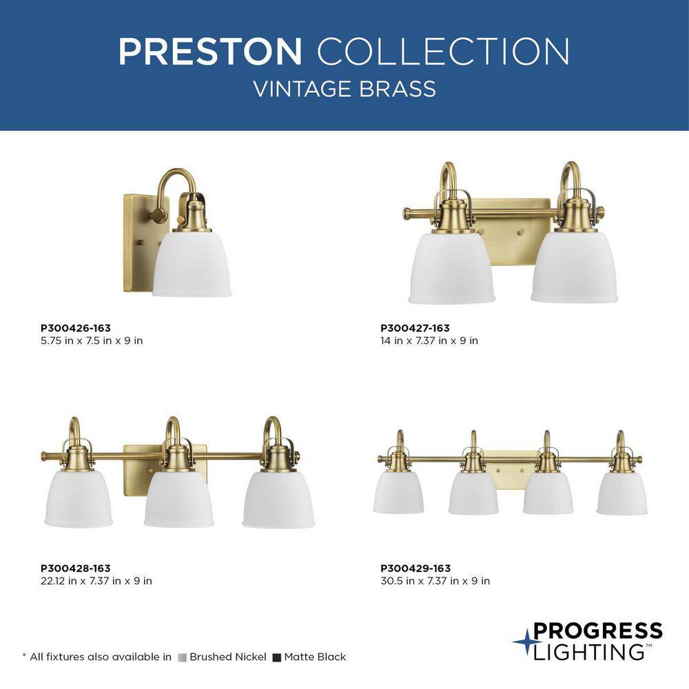 Preston Vintage Brass and Opal Glass Vanity Light