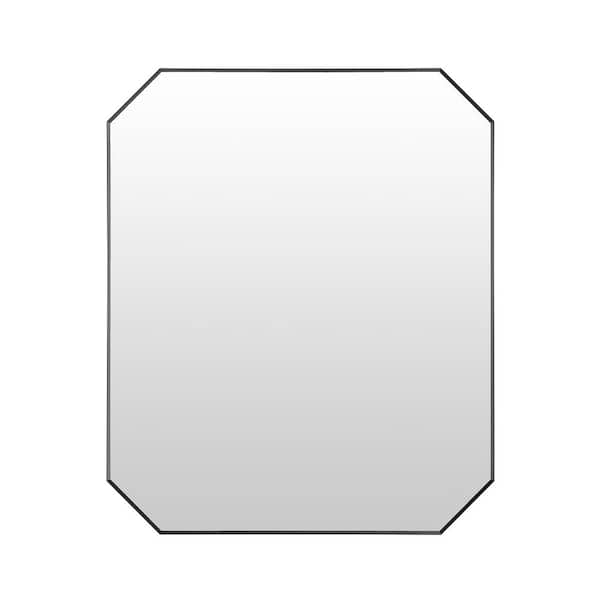 Altair Allure 36 in.W x 30 in.H Octagon Aluminum Framed Wall Mounted Bathroom Vanity Mirror in Matte Black