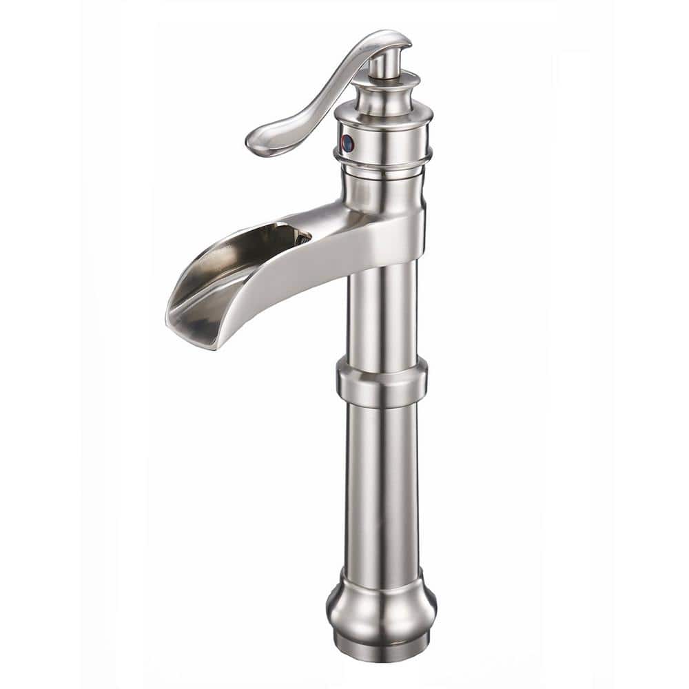 Single Handle Single Hole Bathroom Faucet High Arc Waterfall Vessel Sink Fa