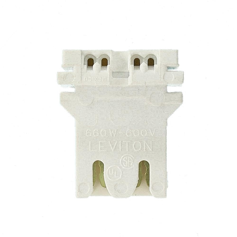 Leviton White Medium Base Fluorescent Lamp Holder with Wall Plate