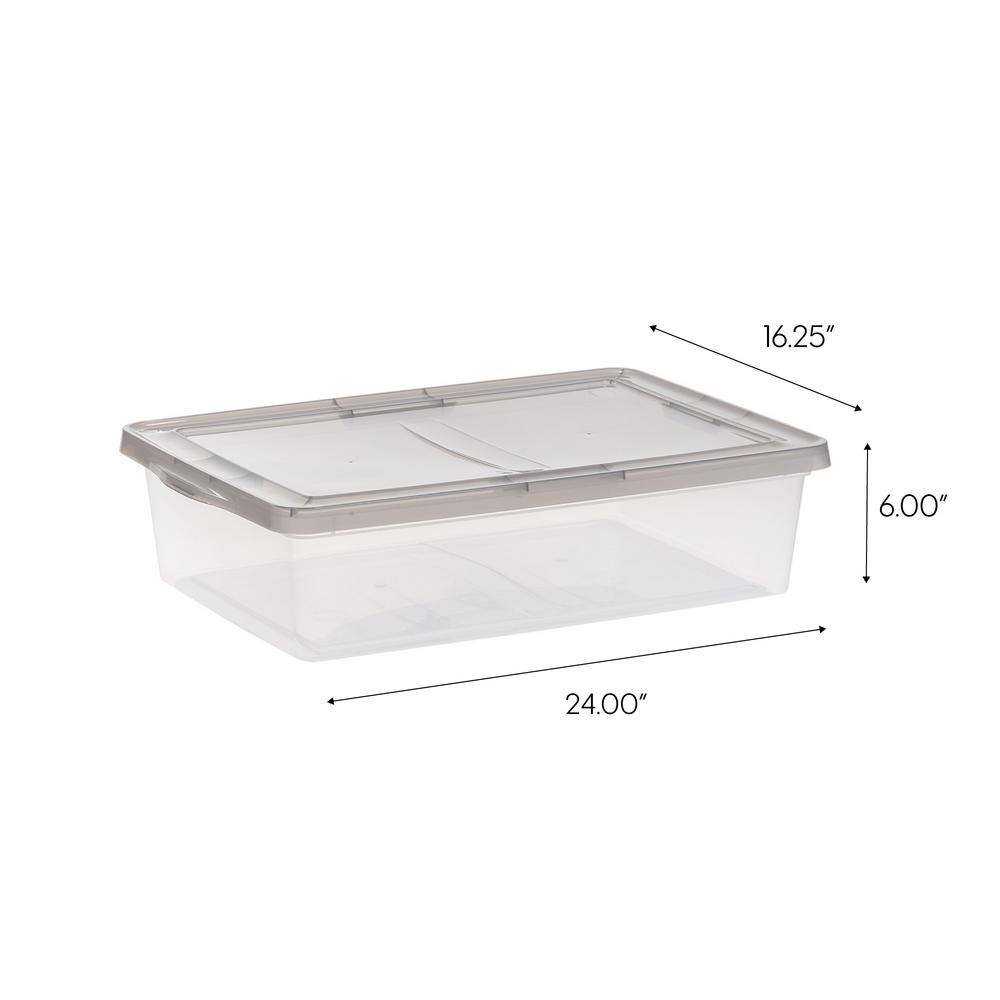 Clear Stackable Plastic Underbed Storage Box with Snap Lid