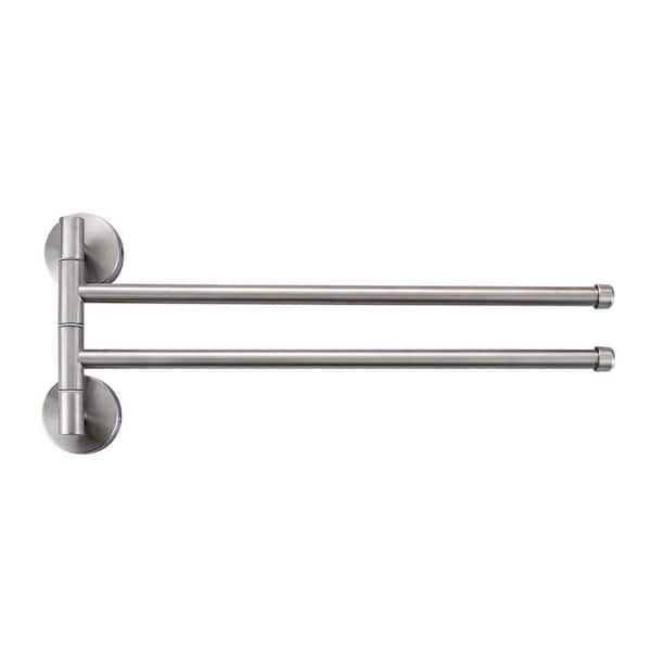 Stainless Steel 12.4 in. Wall Mounted 2-Swivel Arms Towel Bar in Brushed Nickel