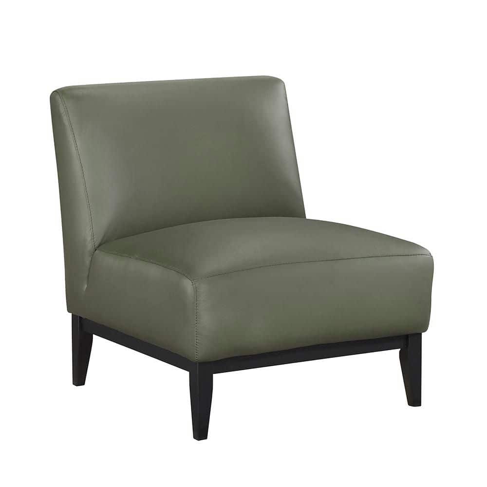 Holland Green Leather Upholstery Accent Arm Chair