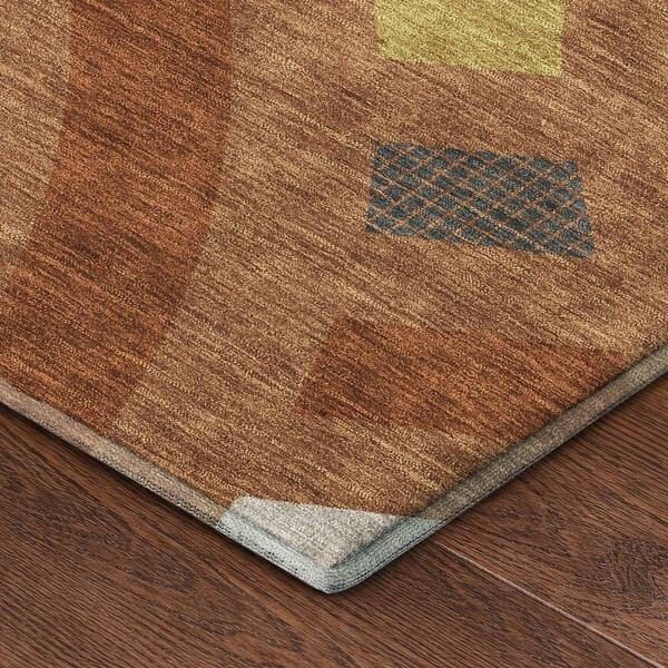 Mayfield Premium Machine Washable Abstract AMF2467 Terracotta 9 ft. x 12 ft. Area Rug