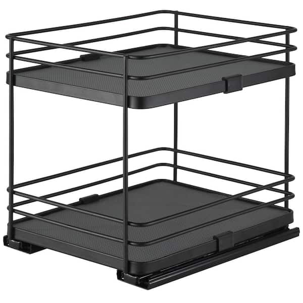 ORGANIZE IT ALL 2 Tier Slide Out Shelf Organizer in Matte Black