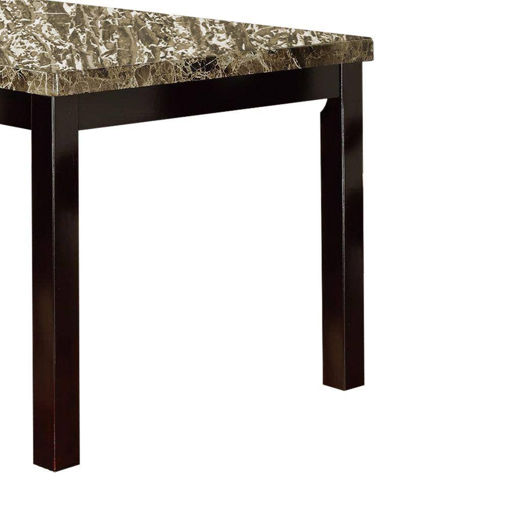 Brown Faux Marble and Pine Wood Rectangular Dining Table