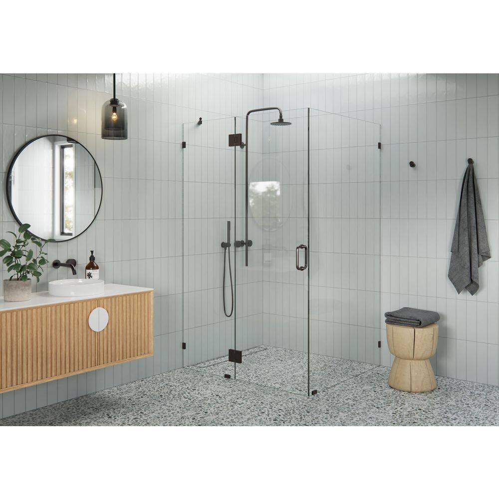 48 in. W x 43 in. D x 78 in. H Pivot Frameless Corner Shower Enclosure in Oil Rubbed Bronze Finish with Clear Glass price history on PriceWatchPro