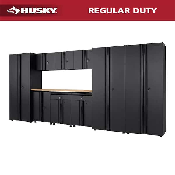 Husky 10-Piece Regular Duty Welded Steel Garage Storage System in Black (163.5 in. W x 75 in. H x 19.6 in. D)
