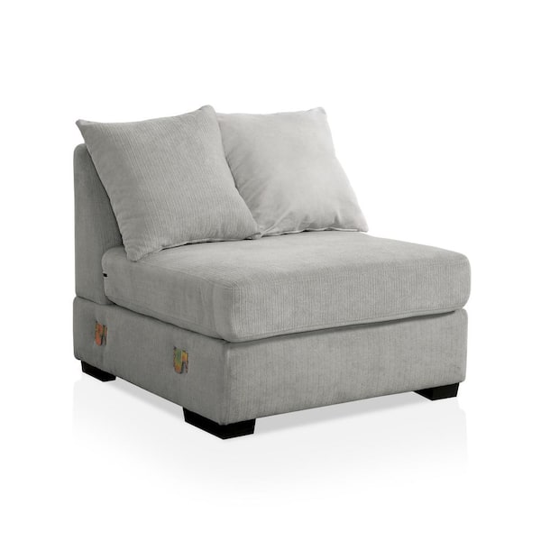 Furniture of America Neltner Light Gray Chenille Armless Chair