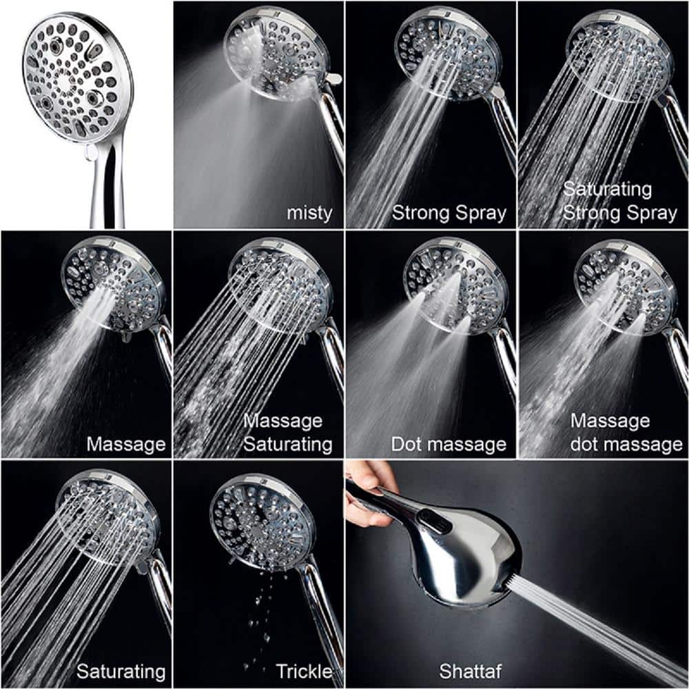 Matte Black Multi-Function Handheld Shower Head with Filter and Wall Mount