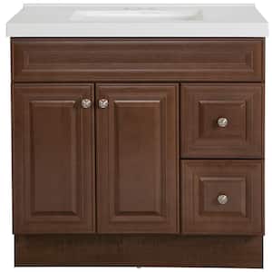 Glensford 37 in. W x 22 in. D x 37 in. H Single Sink  Bath Vanity in Butterscotch with White Cultured Marble Top