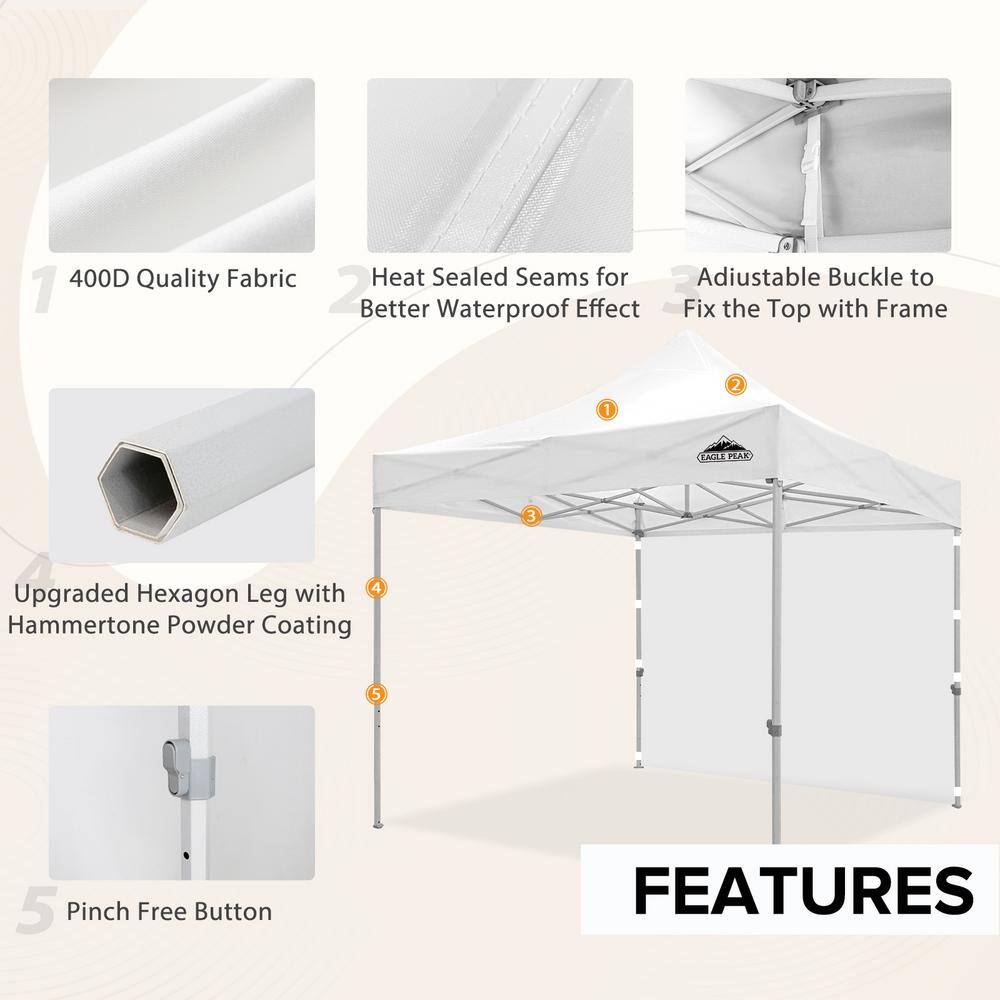 White Powder Coated Steel 10' x 10' Pop-Up Canopy Tent