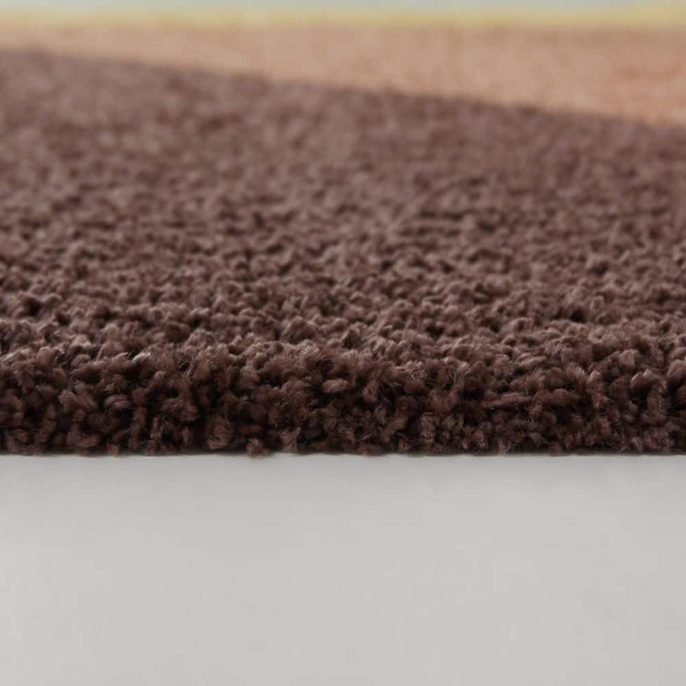 Burnt Orange Geometric Shag Synthetic Area Rug 4' x 6'