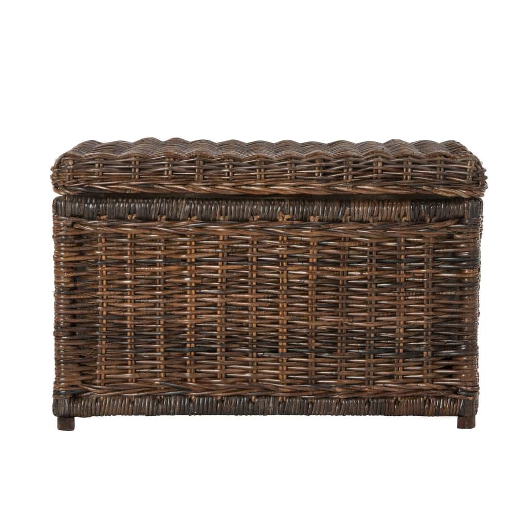 Elijah 30" Chestnut Brown Wicker Storage Trunk with Removable Lid