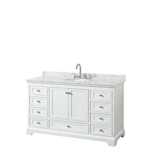 Wyndham Collection Deborah 60 in. W x 22 in. D Vanity in White with ...