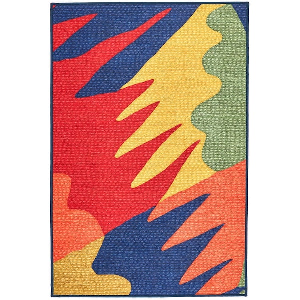 DASH & ALBERT Graphic Machine Washable Multi 8 ft. x 10 ft. Indoor Area Rug