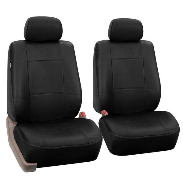 Luxury Black Leatherette Car Seat Bottom Covers for Front Seats, 2