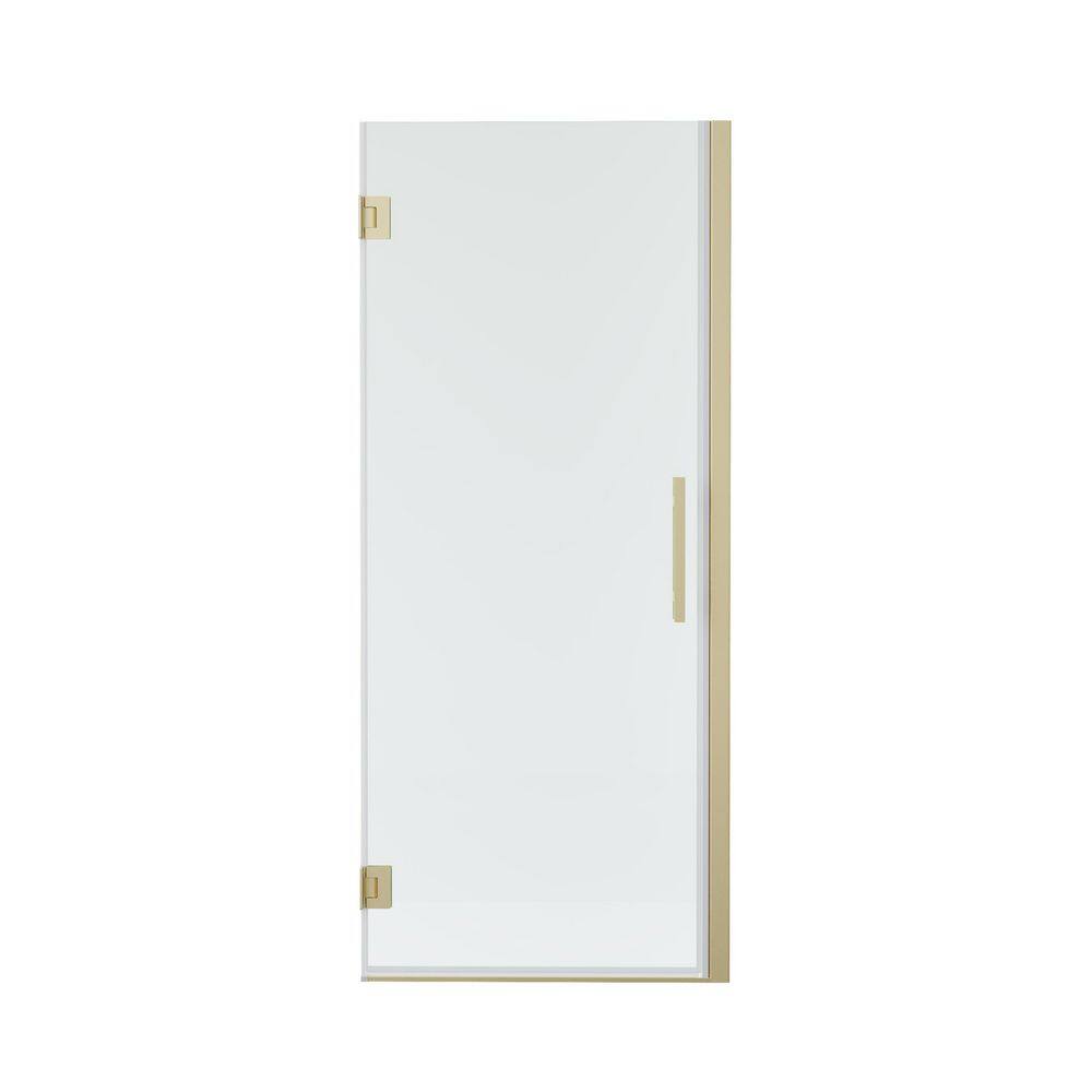 UNIFIT 31-32 in. W x 72 in. H Hinged Frameless Shower Door in Brushed Gold with 3/8 in. SGCC Clear Tempered Glass price history on PriceWatchPro