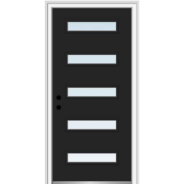 MMI DOOR 32 in. x 80 in. Davina Right-Hand Inswing 5 Lite Clear Painted Fiberglass Smooth Prehung Front Door, 4-9/16 in. Frame