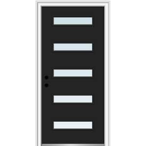 32 in. x 80 in. Davina Right-Hand Inswing 5 Lite Clear Low-E Glass Painted Steel Prehung Front Door on 4-9/16 in. Frame