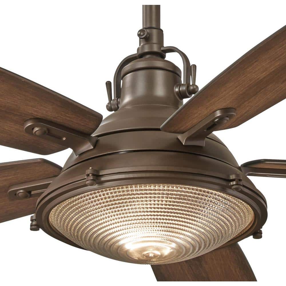 56" Oil Rubbed Bronze Outdoor Ceiling Fan with LED Light and Remote