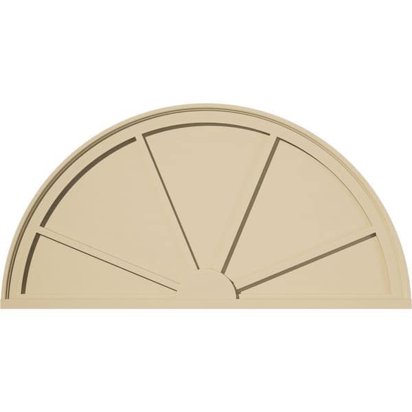 44 in. W x 22 in. H x 2 in. P Half Round 4 Spoke Signature Urethane Pediment, Primed Tan