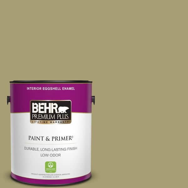 BEHR PREMIUM PLUS 1 gal. #PPU9-04 Fresh Olive Eggshell Enamel Low Odor Interior Paint & Primer