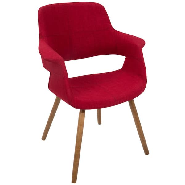 Lumisource Vintage Flair Walnut and Red Accent Chair