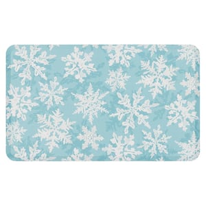 Holiday Flakes Teal Multi 18 in. x 30 in. Kitchen Mat