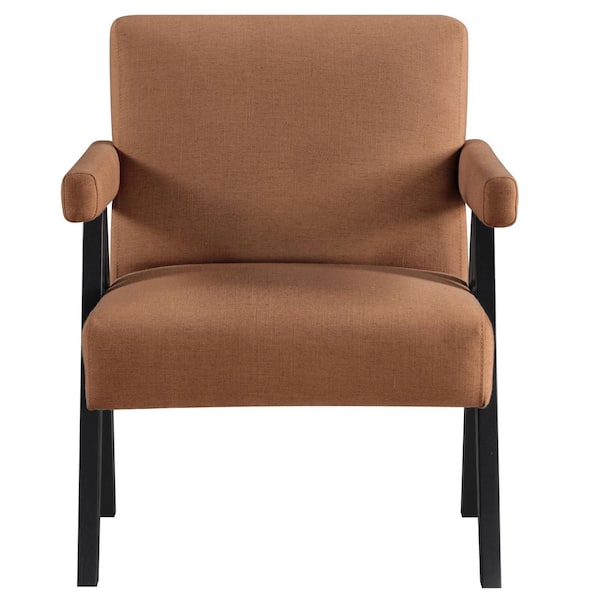 Helen Rust Color Polyester Accent Chair with Black Legs