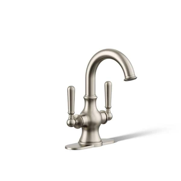 KOHLER Capilano Monoblock 4 in. Centerset 2-Handle Bathroom Faucet in Vibrant Brushed Nickel