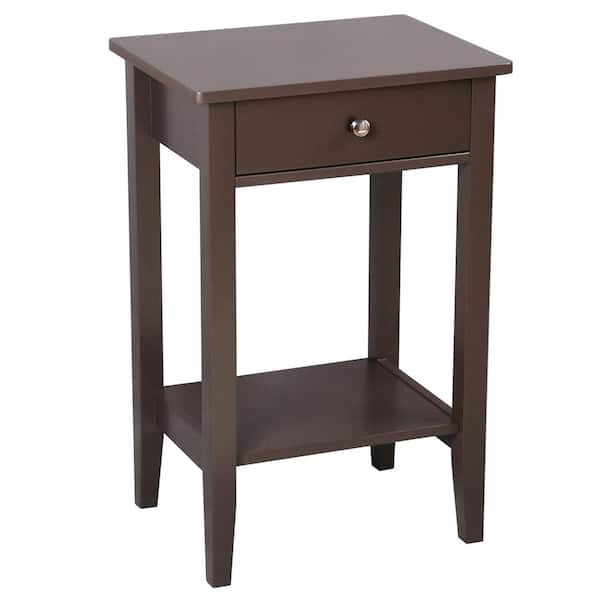 Karl home Modern 1-Drawer Brown Nightstand (27.56 in. H x 18.11 in. W x 13.78 in. D)